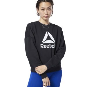 Reebok Workout Ready Big Logo Cover-Up Sweatshirt Damen - Schwarz - DE 519-GDR